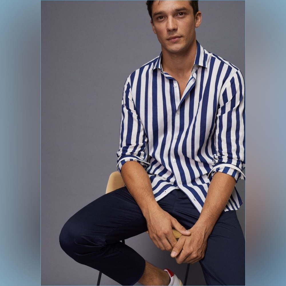 Mango stripped button down shirt size Small